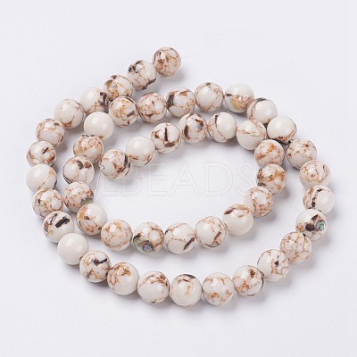 Sea Shell and Synthetic Turquoise Assembled Beads Strands X-G-G758-08-6mm-1