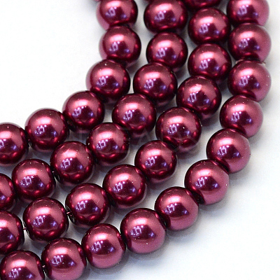 Baking Paint Pearlized Glass Pearl Round Bead Strands HY-Q003-6mm-72-1