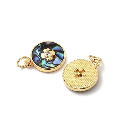 Brass Micro Pave Cubic Zirconia Charms KK-K384-12G-1