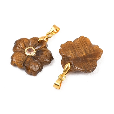 Natural Tiger Eye Carved Pendants G-A315-01G-07-1