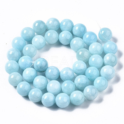 Natural Dyed Yellow Jade Gemstone Bead Strands X-G-R271-10mm-Y04-1