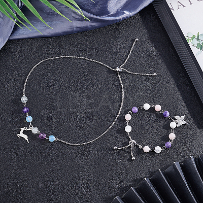 12Pcs 2 Style Adjustable 304 Stainless Steel Bracelet Making MAK-UN0001-22-1
