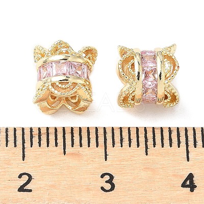 Brass Micro Pave Cubic Zirconia European Beads KK-A254-26G-01-1