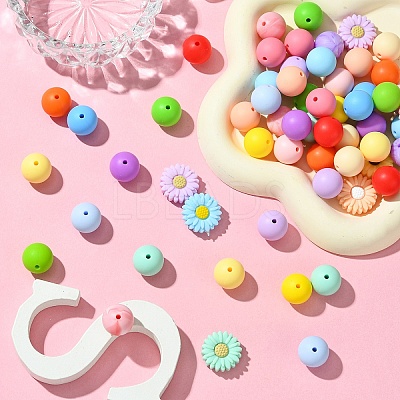 Round/Daisy Silicone Focal Beads SIL-YW0001-49-1