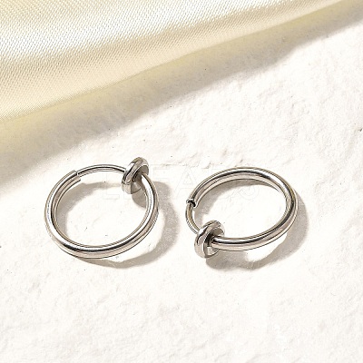Tarnish Resistant 304 Stainless Steel Retractable Clip-on Hoop Earrings STAS-I097-078P-1