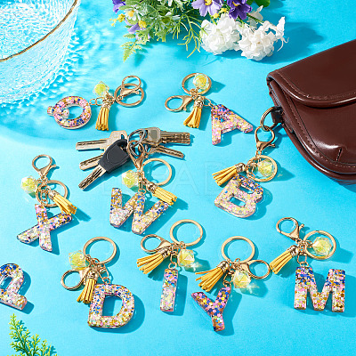 Alloy Resin Polygon Keychains KEYC-TADJ0002-03G-Y-1