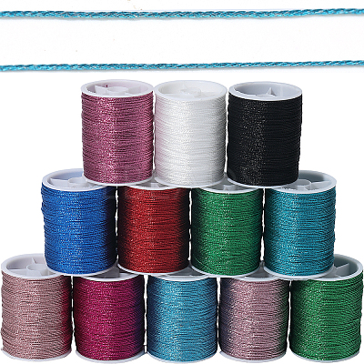 12 Rolls Polyester Sewing Metallic Thread OCOR-WH20074-07A-1