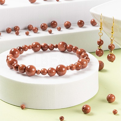 340Pcs 4 Sizes Synthetic Goldstone Beads Strands G-LS0001-11-1