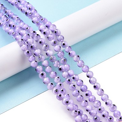 Handmade Evil Eye Lampwork Round Bead Strands X-LAMP-L055-6mm-26-1