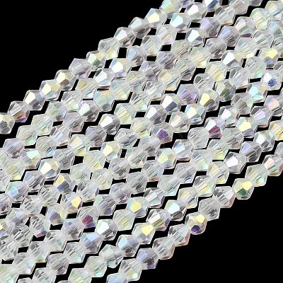 AB Color Plated Transparent Glass Beads Strands GLAA-G127-01I-1