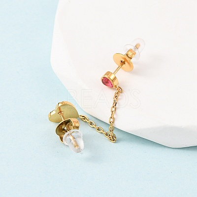 304 Stainless Steel Heart Stud Earring & Hoop Earring Sets EJEW-K268-93G-01-4-1