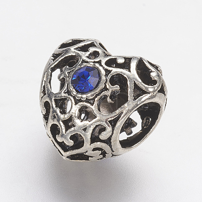 Tibetan Style Alloy Rhinestone European Beads LS-PALLOY-F202-38I-1
