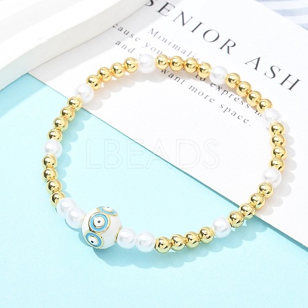 Brass Beaded Stretch Bracelets for Women BJEW-G736-03A-1