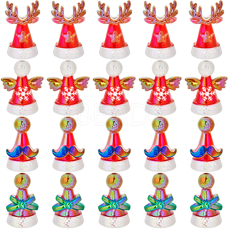 40Pcs 4 Styles Iridescent UV Plating Acrylic Beads OACR-SC0001-89-1