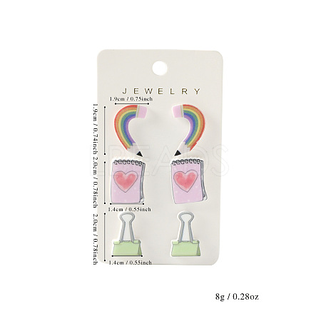 3 Pairs Back-to-school Acrylic Stud Earrings FS-WGAA197-21-1
