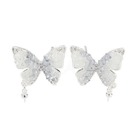 Brass with Enamel with Cubic Zirconia with Crystal Stud Earring with 925 Sterling Silver Pins KK-Q820-06S-1