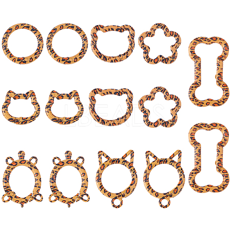 14Pcs 7 Styles Alloy Spring Gate Rings FIND-HS0002-70-1