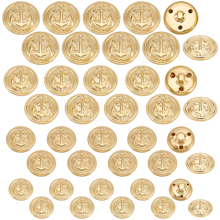 40Pcs 4 Styles 1-Hole Brass Buttons BUTT-AR0001-21-1