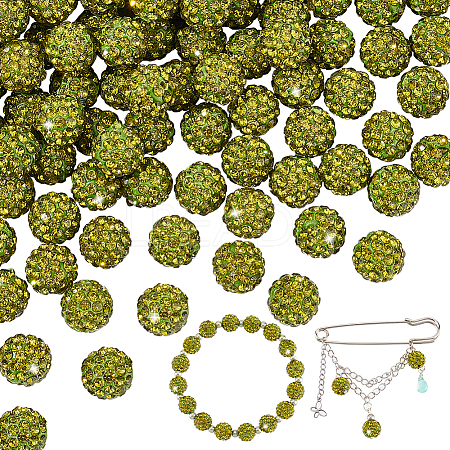   100Pcs Pave Disco Ball Beads RB-PH0001-25C-1