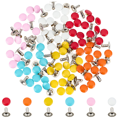 300Pcs Flat Round Baking Paint  Zinc Alloy Snap Rivet Butt Screw FIND-GF0009-30B-1