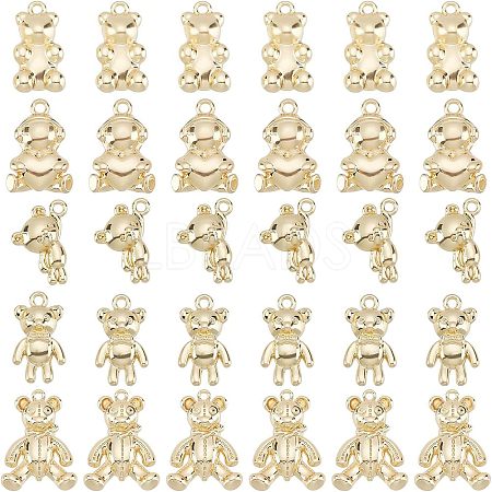 CHGCRAFT 30Pcs 5 Style Rack Plating Alloy Pendants FIND-CA0004-40-1