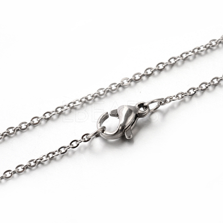 Classic Plain 304 Stainless Steel Mens Womens Cable Chain Necklaces STAS-M174-025P-1
