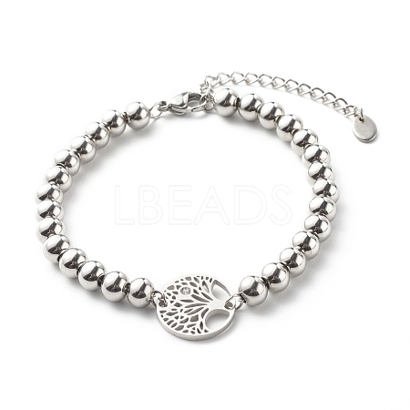 Tarnish Resistant Tree of Life Link Bracelets for Men Women BJEW-JB06686-1