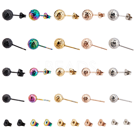 20Pcs 10 Style Ion Plating(IP) 304 Stainless Steel Stud Earring Findings STAS-DC0001-10-1