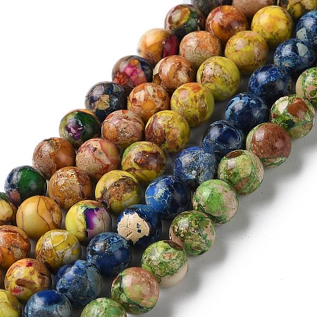 Natural Imperial Jasper Beads Strands G-I122-8mm-M-01-1