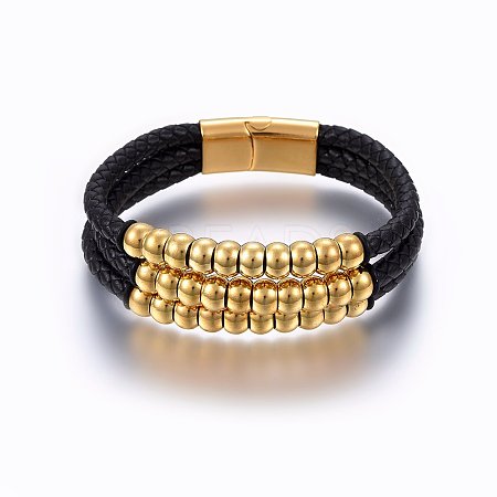 Leather Cord Multi-strand Bracelets BJEW-E345-23G-1