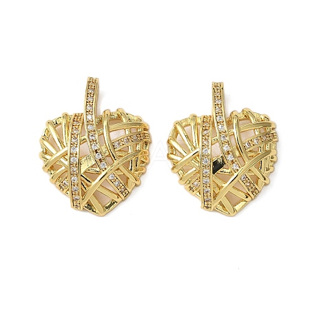 Brass Micro Pave Clear Cubic Zirconia Pendants KK-B139-01G-1