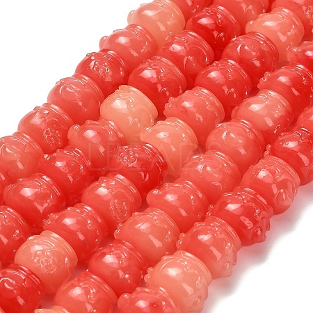 Synthetic Coral Dyed Carved Beads BSHE-H114-03C-1