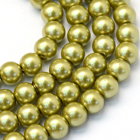 Baking Paint Pearlized Glass Pearl Round Bead Strands HY-Q003-6mm-43-1