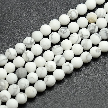 Frosted Howlite Round Bead Strands G-M064-14mm-12-1