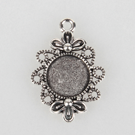 Tibetan Style Filigree Alloy Pendant Cabochon Settings X-TIBEP-N003-58AS-1