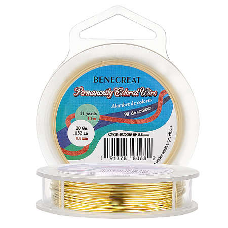 BENECREAT Round Brass Wire for Jewelry Making CWIR-BC0006-09-0.8mm-1