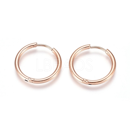 304 Stainless Steel Huggie Hoop Earrings EJEW-G272-02-16mm-RG-1