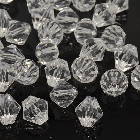 Faceted Bicone Transparent Acrylic Beads DBB18MM01-1
