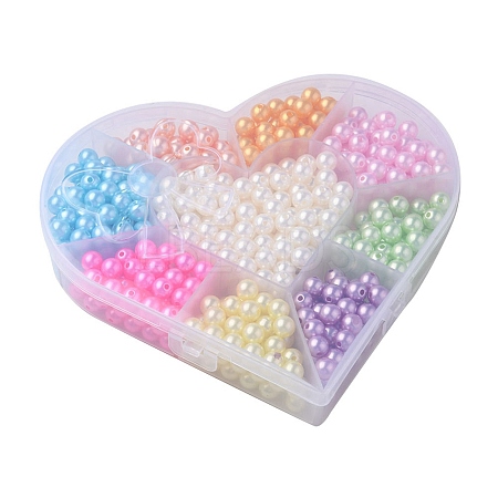 9 Style Spray Painted ABS Plastic Imitation Pearl Beads OACR-YW0001-42-1