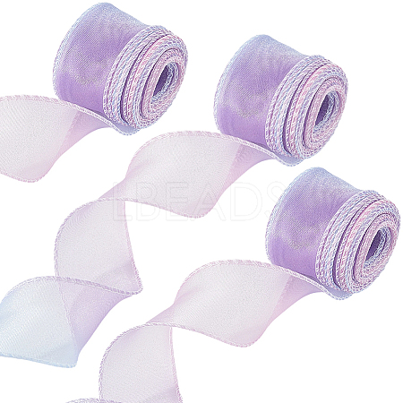 3Rolls Polyester Organza Ribbons SRIB-CY0001-37B-1
