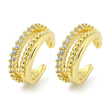 Brass Micro Pave Cubic Zirconia Cuff Earrings EJEW-C104-015G-1