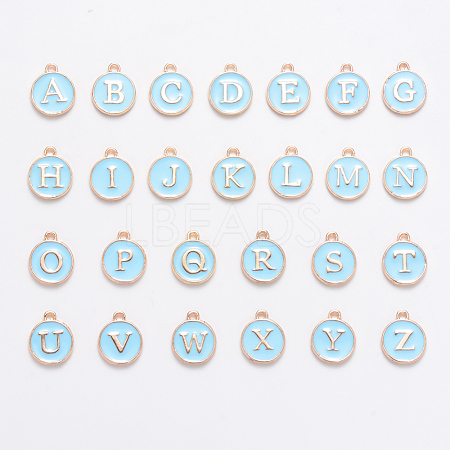 Initial Letter A~Z Alphabet Enamel Charms ENAM-X0018-02-1