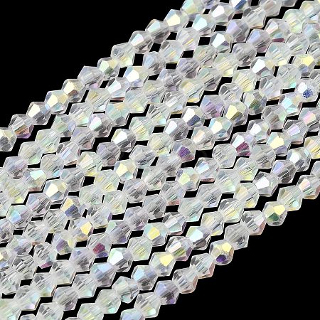AB Color Plated Transparent Glass Beads Strands GLAA-G127-01I-1
