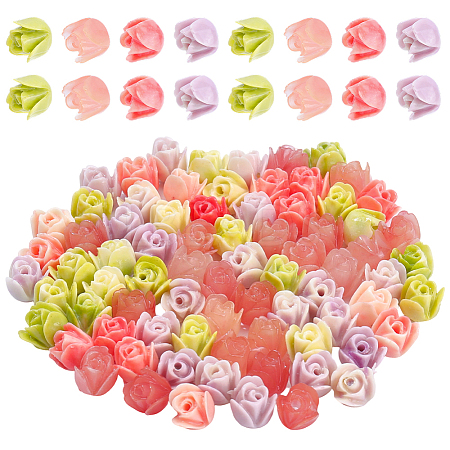 100Pcs 4 Colors Synthetic Coral Beads CORA-PA0001-03-1