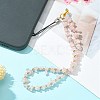 Natural Rose Quartz Chip & CCB Plastic Round Beaded Mobile Straps HJEW-FZ00001-2