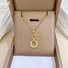 Double Rings 304 Stainless Steel Micro Pave Clear Cubic Zirconia Pendant Necklaces FS-WG3DD11-01-2