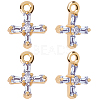 10Pcs Brass Clear Cubic Zirconia Tiny Cross Charms KK-BBC0015-92-1