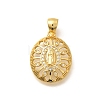 Religion Themed Rack Plating Brass Micro Pave Cubic Zirconia Pendants KK-L226-007G-08-1