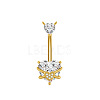 304 Stainless Steel Pave Clear Cubic Zirconia Curved Barbell Belly Rings FS-WG7A03F-02-1