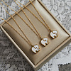 304 Stainless Steel & Dyed Natural Shell Black White Double Sided Elephant Pendant Cable Chain Necklaces for Women WGC210C-01-2